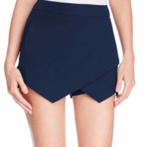 AQUA navy envelope skirt